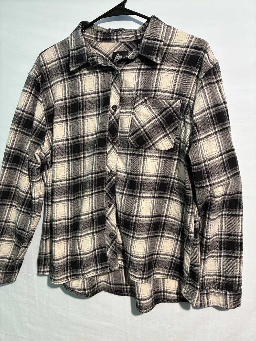 Mountain Club Women's 2X Black and White Checkered Flannel Button Down Shirt